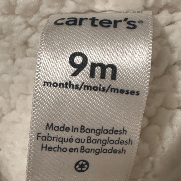 Carter's light Blue and Cream Knitted Baby Jacket with Hood and Ears Sz 9m - Picture 3 of 10